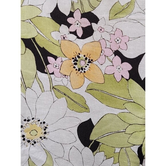 Vintage Talbots 100% Linen Floral Sketch Print Wide Leg Cropped Trouser Pants, 8 - Picture 7 of 9